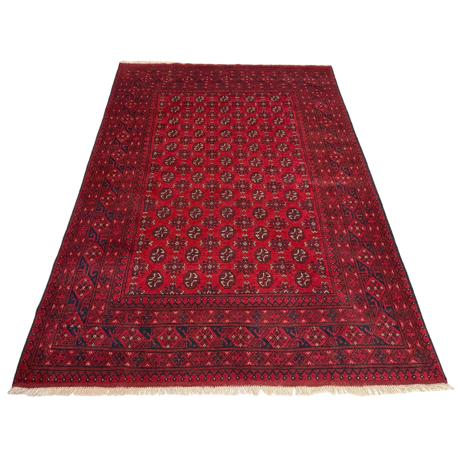 280 x 192 cm Hand-Knotted Afghan Akche Bokhara Rug