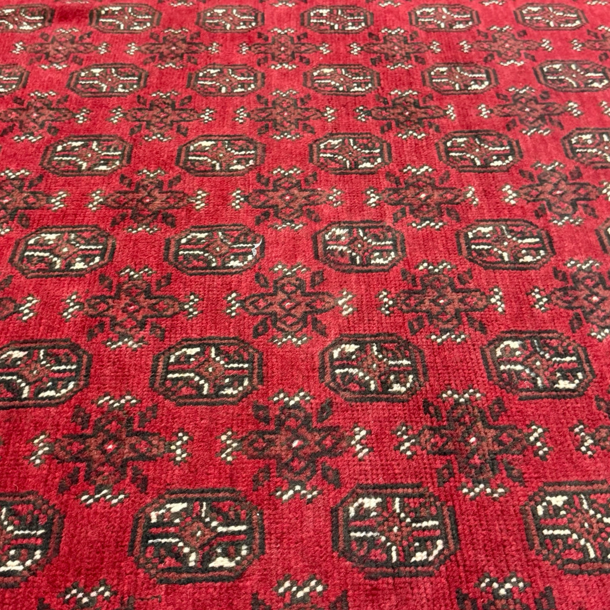 287 x 194 cm Hand-Knotted Red Afghan Wool Akche Rug