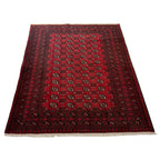 192 x 149 cm Hand-Knotted Red Bokhara Afghan Akche