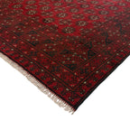 191 x 150 cm Hand-Knotted Red Bokhara Afghan Akche