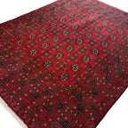 191 x 150 cm Hand-Knotted Red Bokhara Afghan Akche