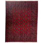 191 x 150 cm Hand-Knotted Red Bokhara Afghan Akche