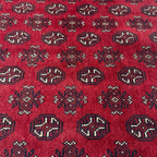 191 x 150 cm Hand-Knotted Red Bokhara Afghan Akche