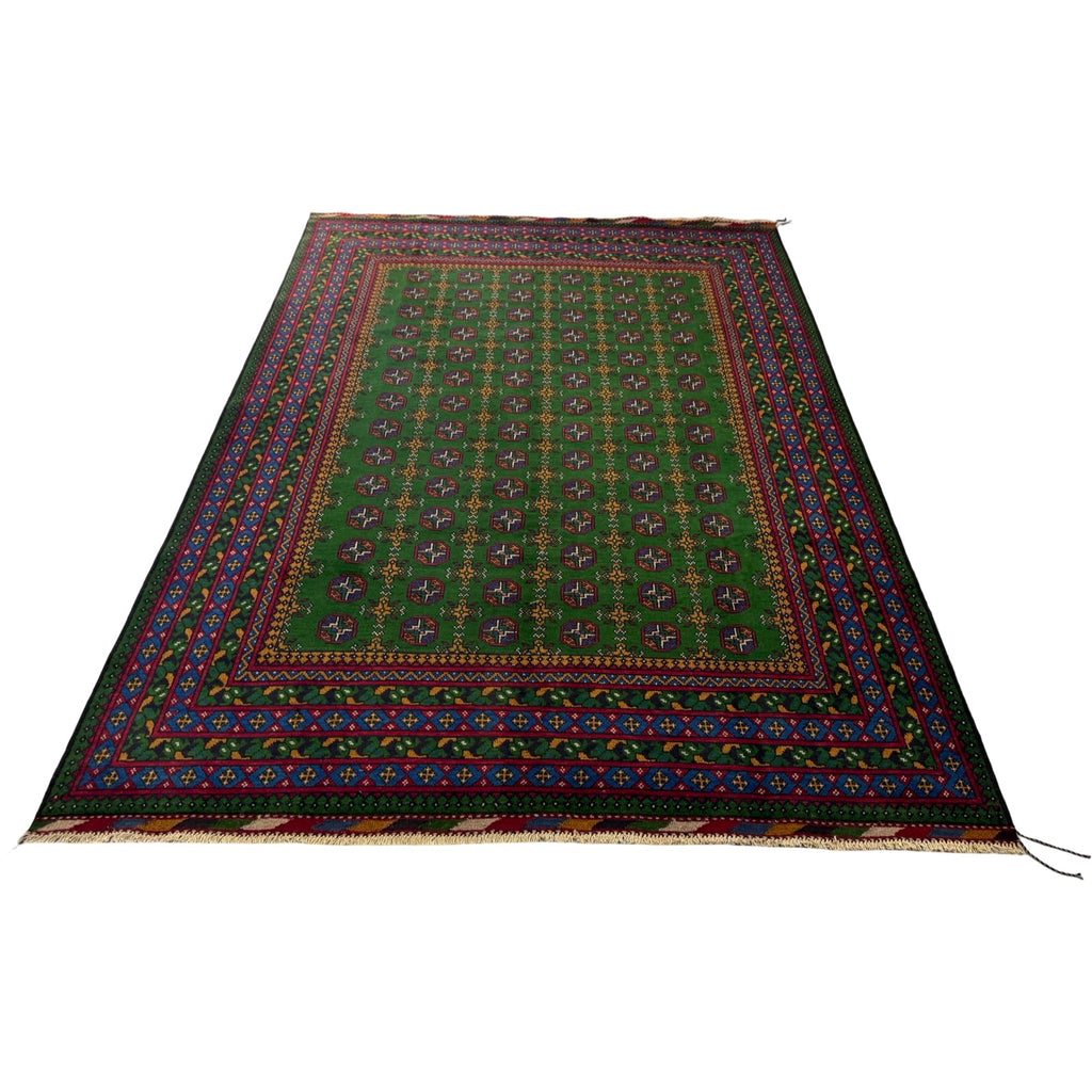 294 x 204 cm Hand-Knotted Afghan Akche Bokhara Geometric Rug