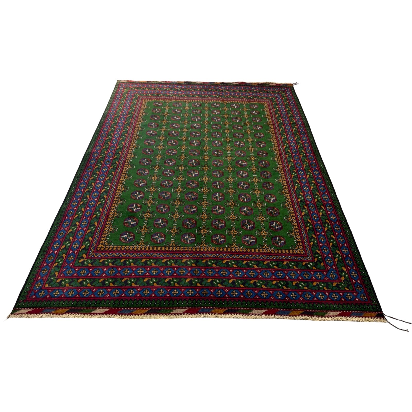 294 x 204 cm Hand-Knotted Afghan Akche Bokhara Geometric Rug