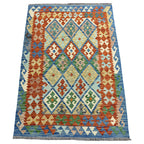 179 x 126 cm Hand-Woven Afghan Kilim Rug – Wool Flatweave