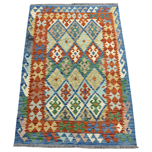 179 x 126 cm Hand-Woven Afghan Kilim Rug – Wool Flatweave