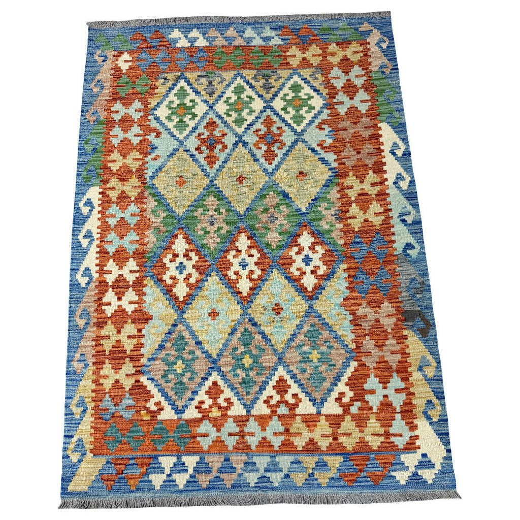 179 x 126 cm Hand-Woven Afghan Kilim Rug – Wool Flatweave
