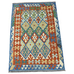 179 x 126 cm Hand-Woven Afghan Kilim Rug – Wool Flatweave