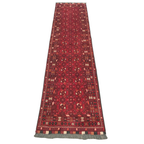 283 x 75 cm Hand Knotted Afghan Turkmen Wool Runner Rug