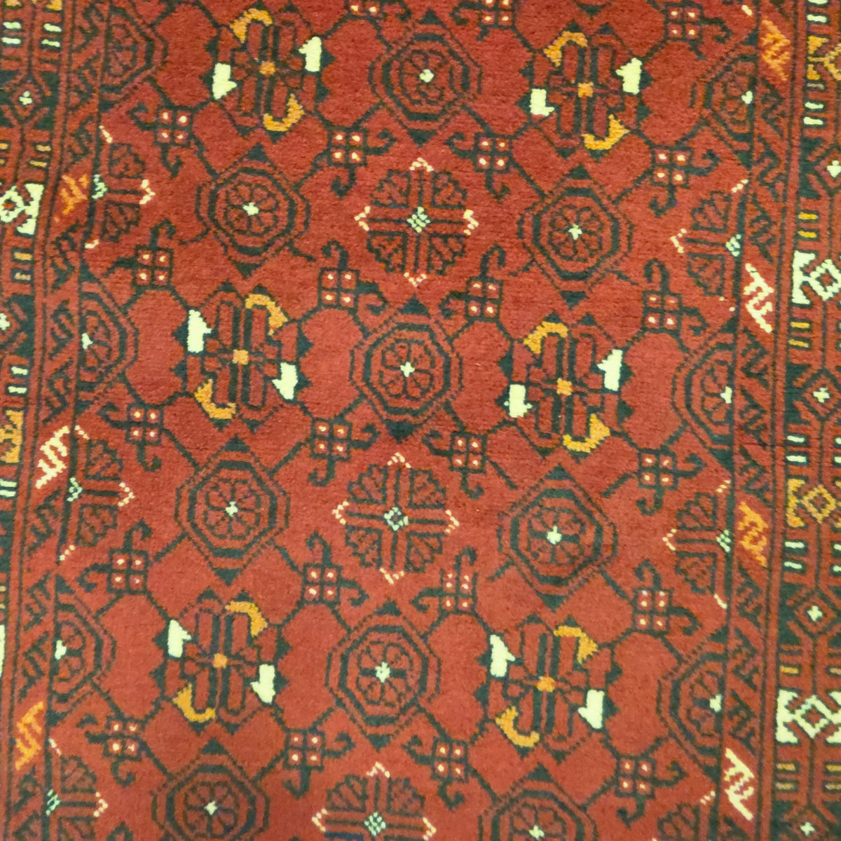 283 x 75 cm Hand Knotted Afghan Turkmen Wool Runner Rug