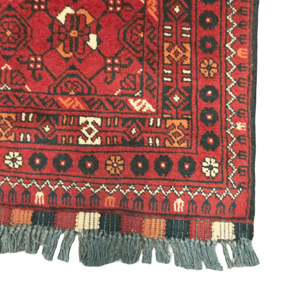 283 x 75 cm Hand Knotted Afghan Turkmen Wool Runner Rug