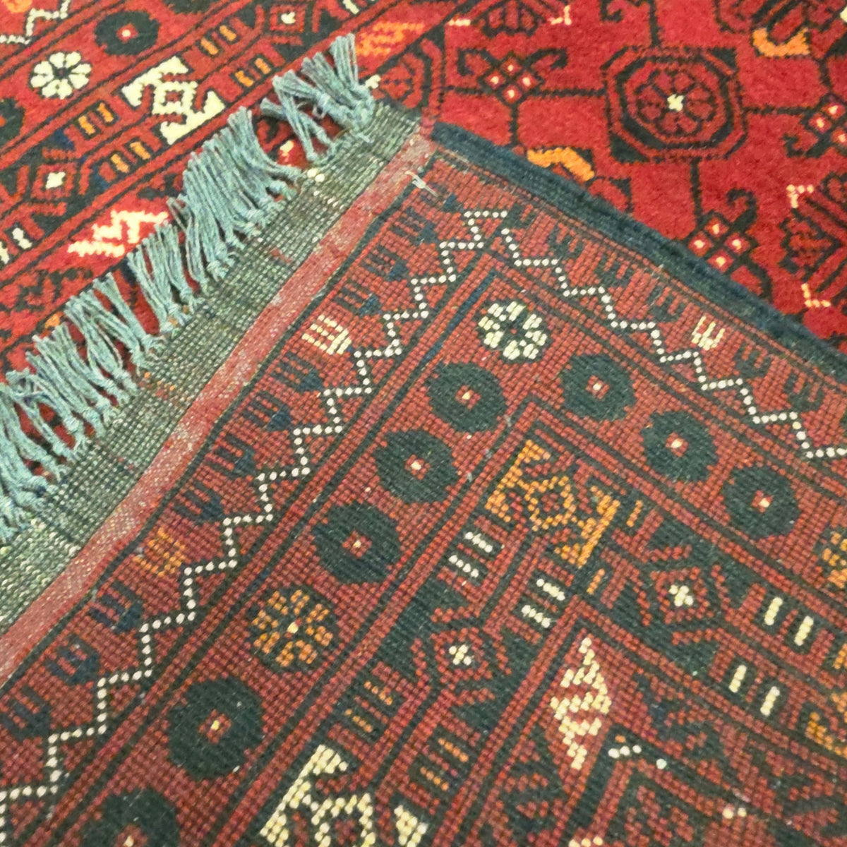 283 x 75 cm Hand Knotted Afghan Turkmen Wool Runner Rug