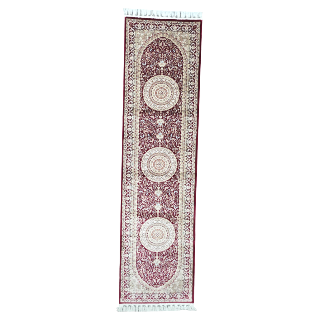 300 x 80 cm Persian Design Machine Made Runner Rug in Deep Red