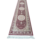 Deep red Persian design runner rug detail