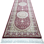 Deep red Persian design runner rug detail