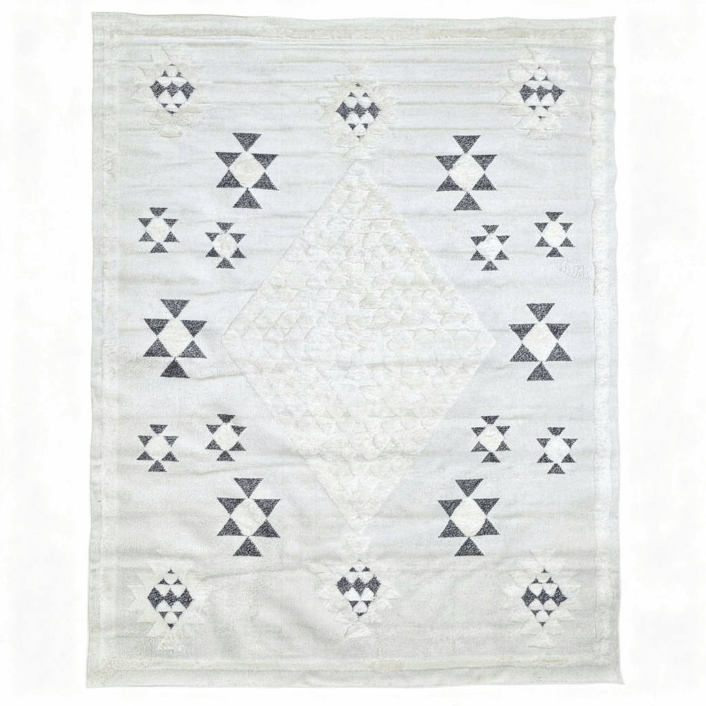 340 x 240 cm Modern Turkish Design Machine Made Rug in Dark & Light Grey