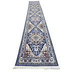 400 x 80 cm Persian Design Machine Made Runner Rug in Blue & Turquoise II