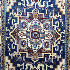 Blue and turquoise Persian runner rug detail