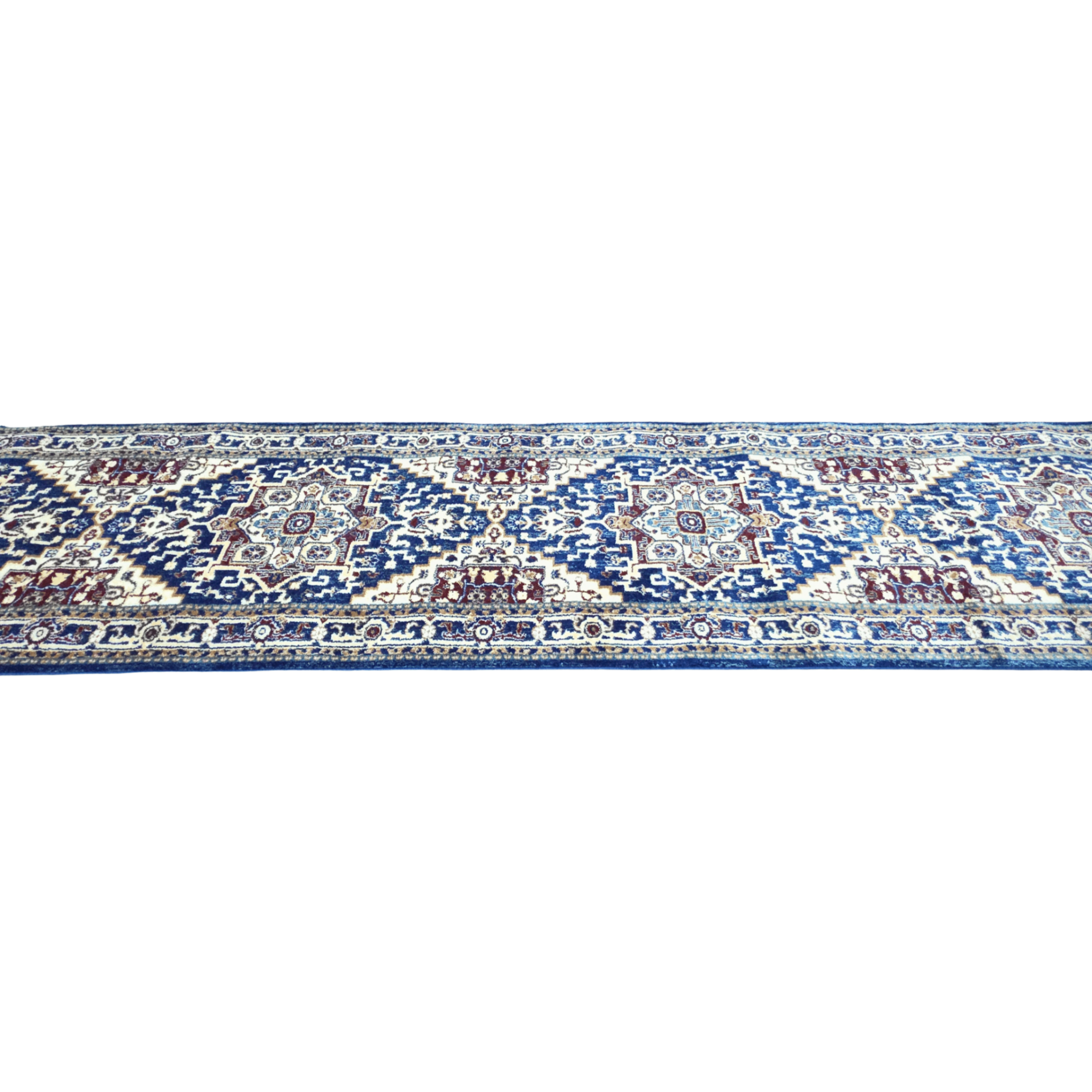 Blue and turquoise Persian runner rug detail