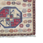 60 x 40 cm Afghan Chobi Hand-Knotted Wool Rug in Brown and Ivory