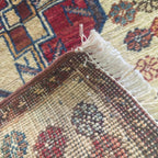 60 x 40 cm Afghan Chobi Hand-Knotted Wool Rug in Brown and Ivory