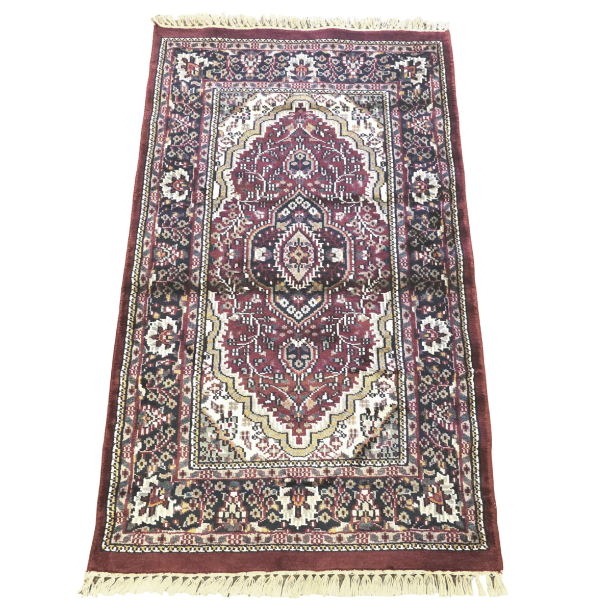 124 x 76 cm Hand Knotted Indian Silk Jaipur Oriental Rug