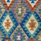 147 x 100 cm Hand-Woven Afghan Kilim Rug – Wool Flatweave