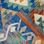 147 x 100 cm Hand-Woven Afghan Kilim Rug – Wool Flatweave