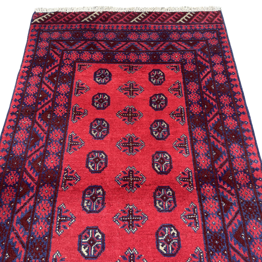 195 x 105 cm Hand-Knotted Afghan Bokhara Akche Rug