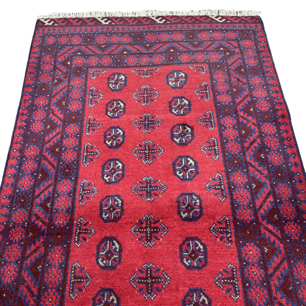 195 x 105 cm Hand-Knotted Afghan Bokhara Akche Rug