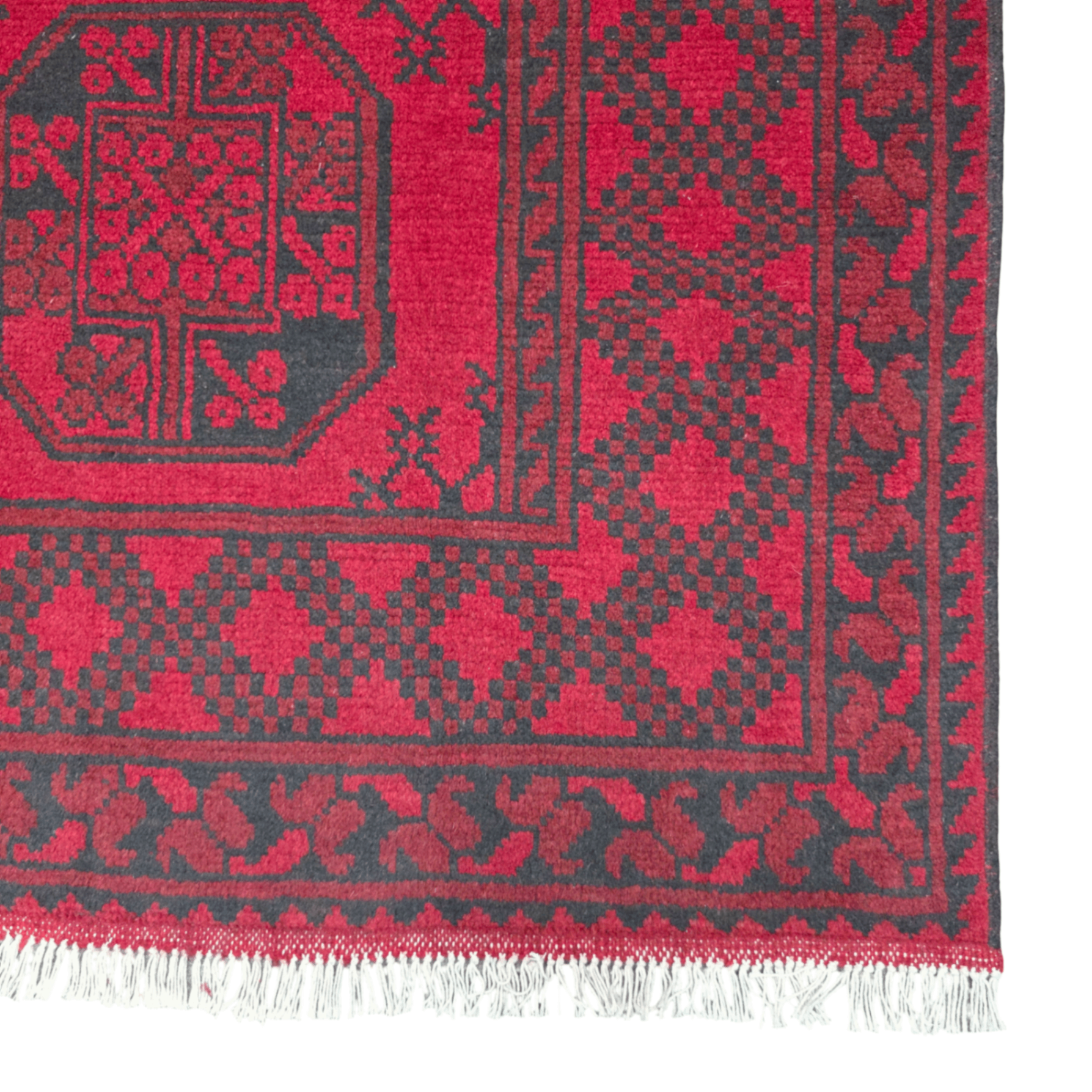 197 x 151 cm Hand-Woven Red Afghan Akche Wool Rug