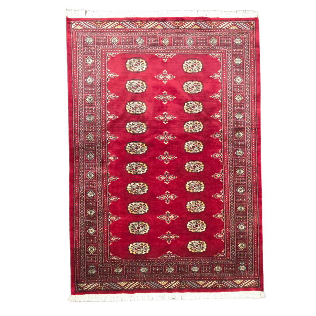 202 x 140 cm Hand Knotted Red Karachi Bokhara – Wool Rug