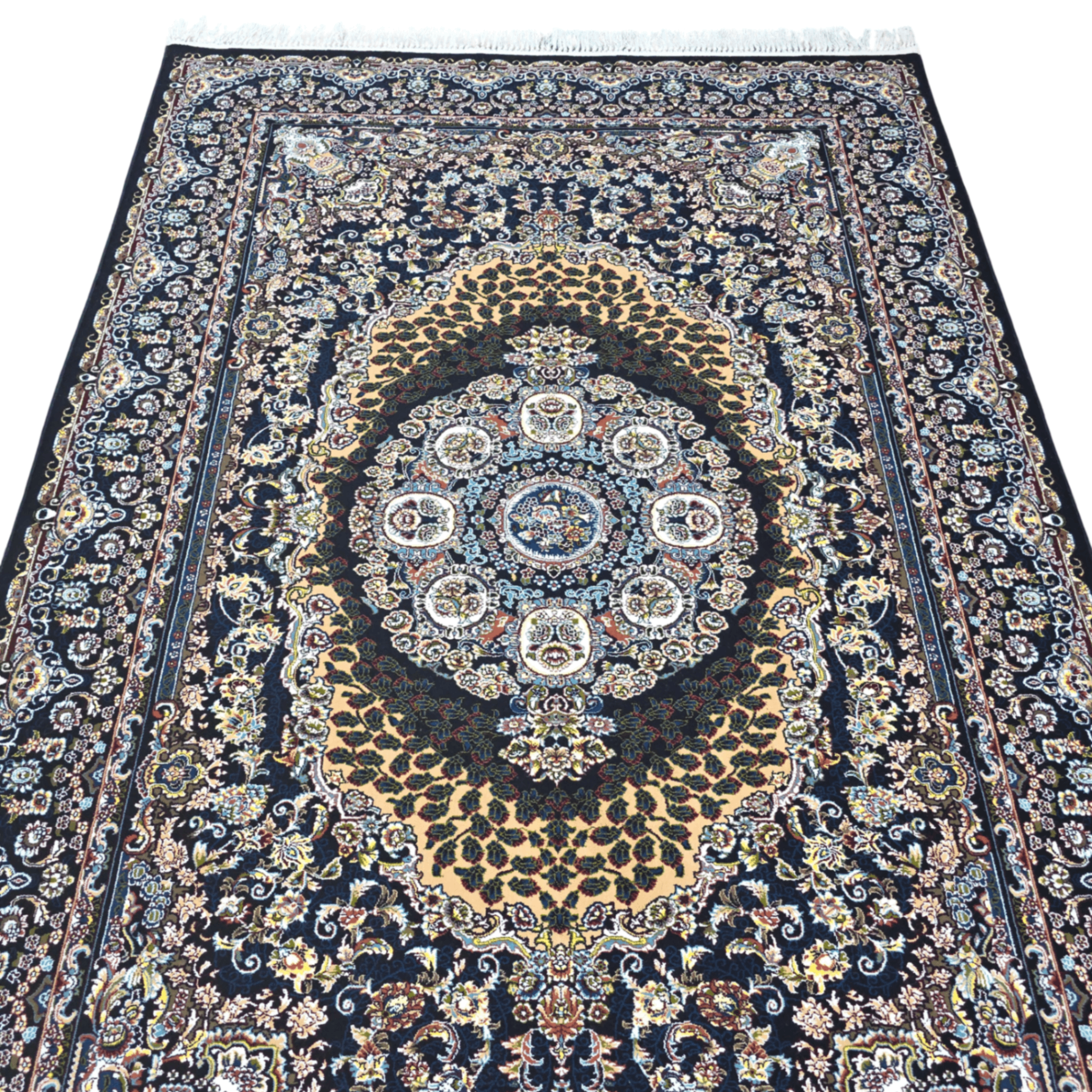 230 x 160 cm Persian Qum Silk Gonbad Dome Machine-Made Rug