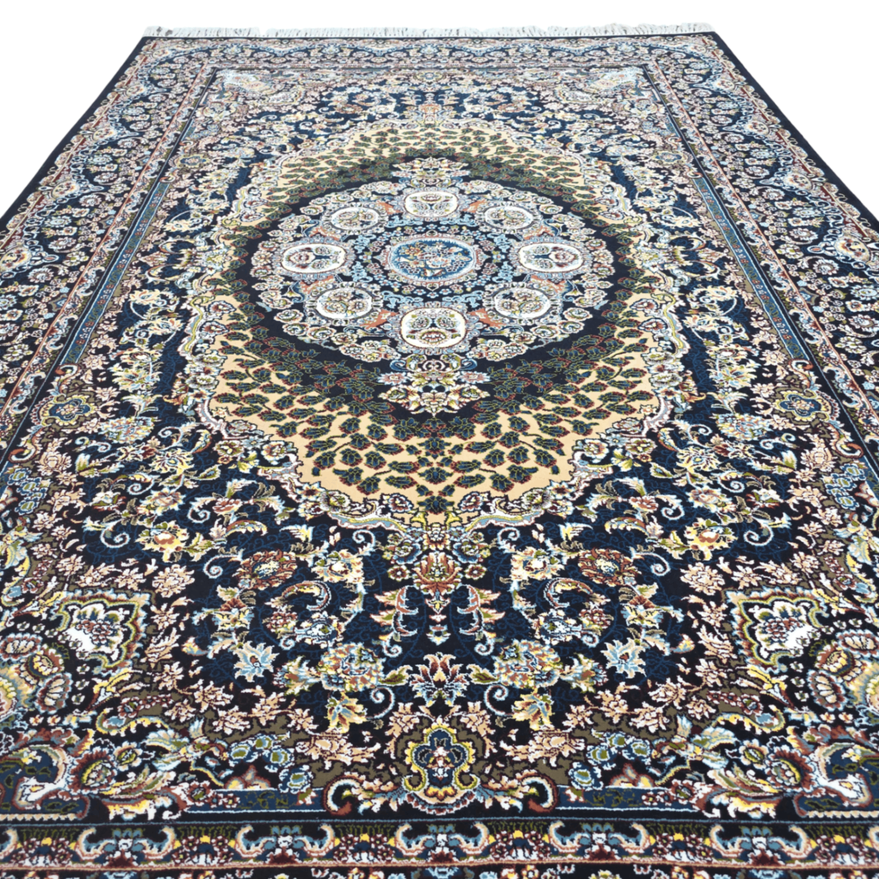 230 x 160 cm Persian Qum Silk Gonbad Dome Machine-Made Rug