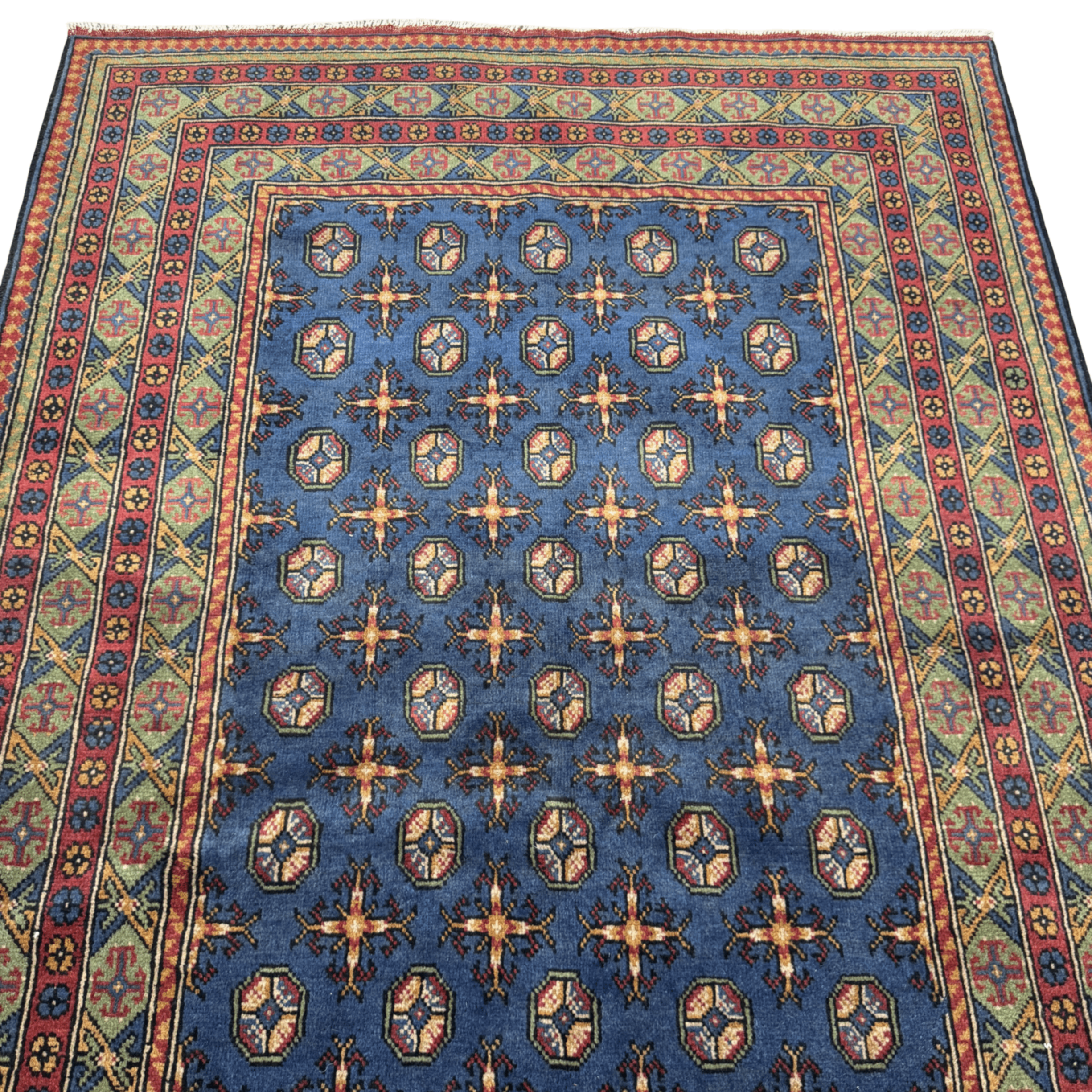 253 x 166 cm Hand-Knotted Afghan Akche Bokhara Rug