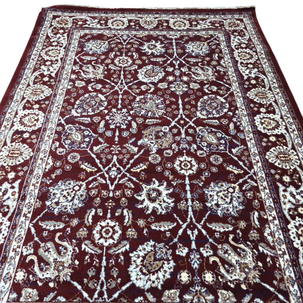 Maroon and grey Afshan design rug detail