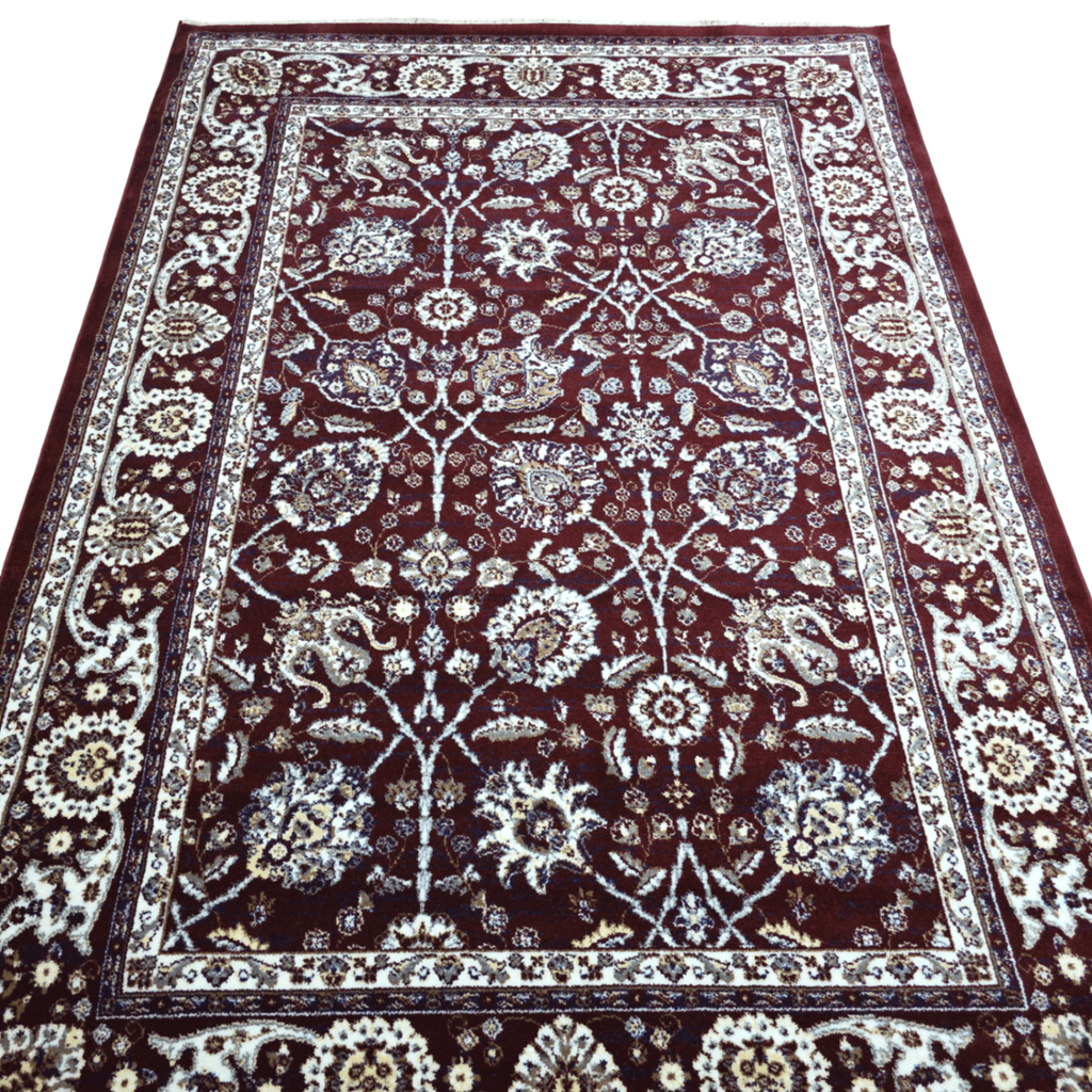 Maroon and grey Afshan design rug detail