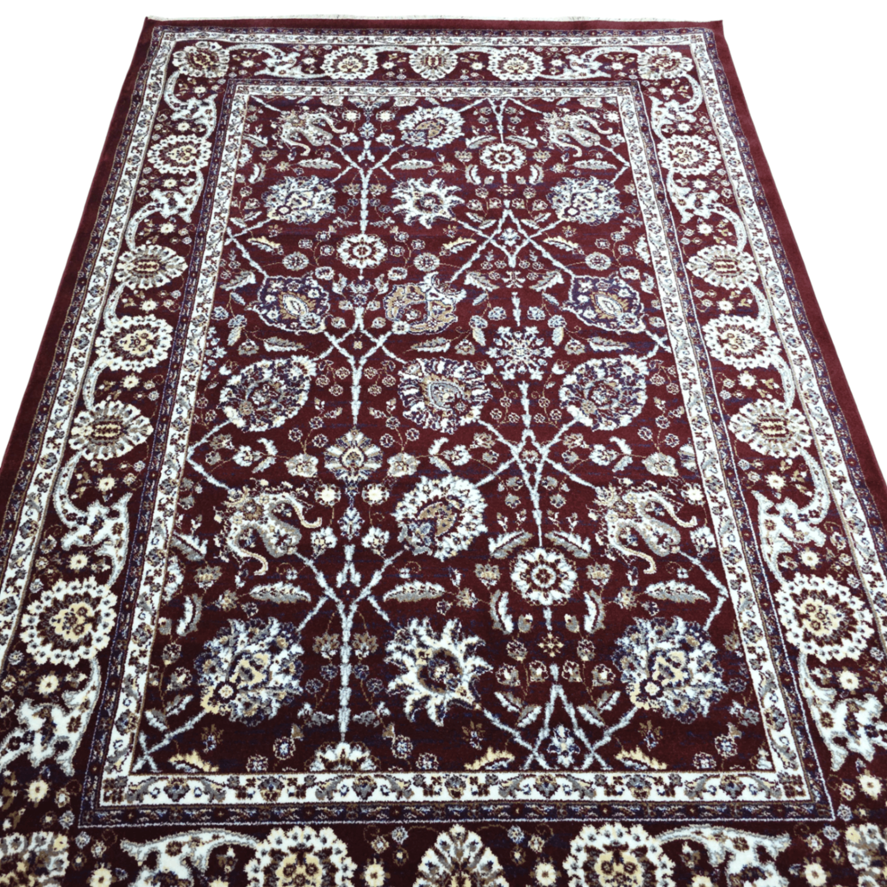 Maroon and grey Afshan design rug detail