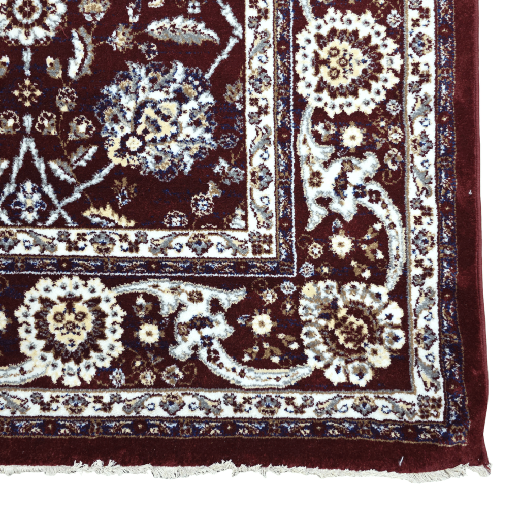 Maroon and grey Afshan design rug detail