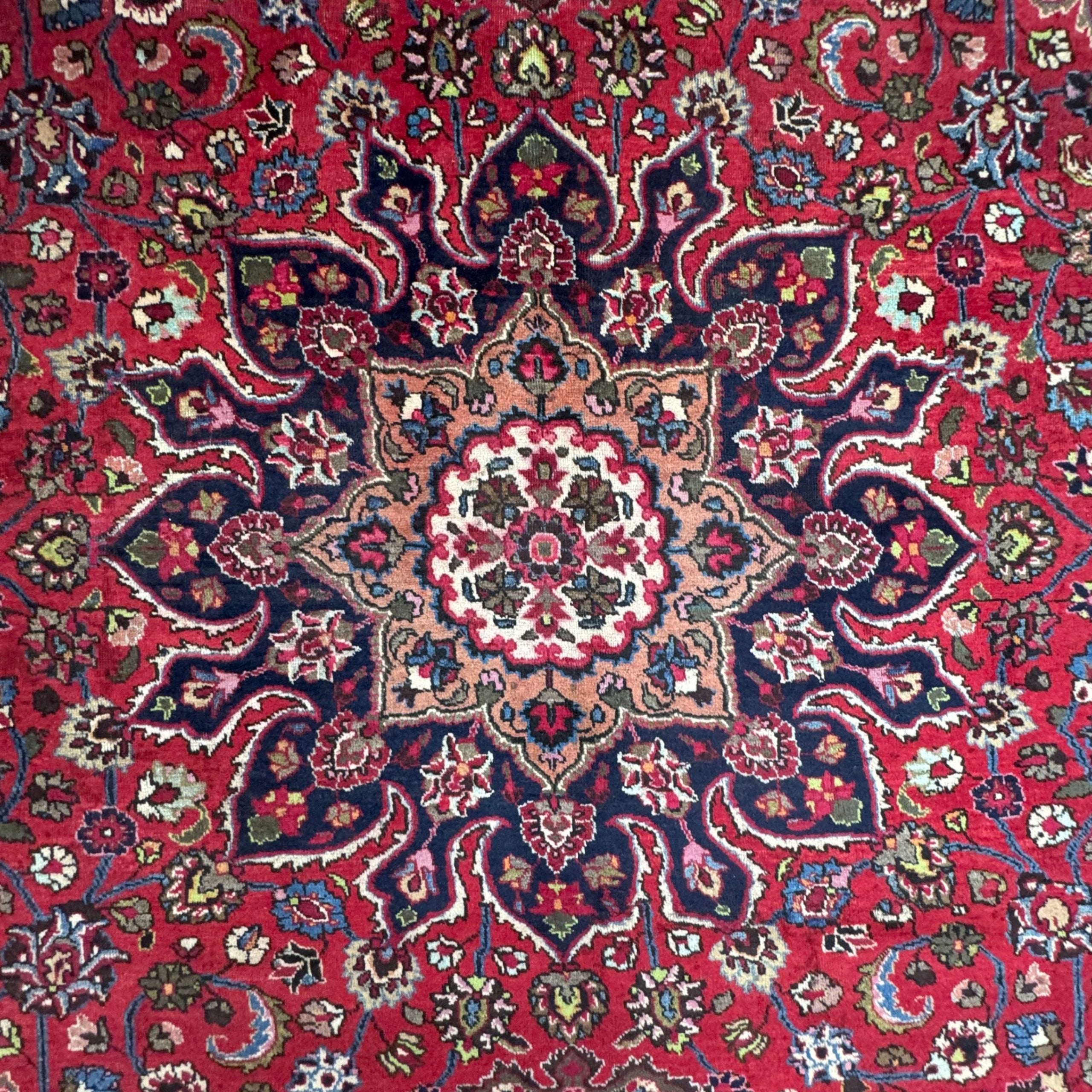383 x 310 cm Hand-Woven Persian Mashad Rug