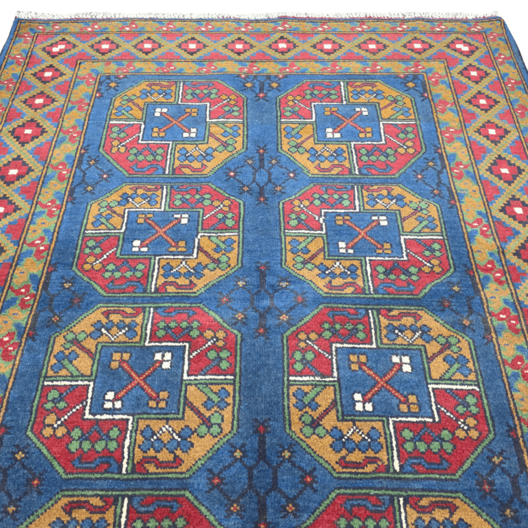 201 x 152 cm Hand-Woven Color Afghan Akche Wool Rug