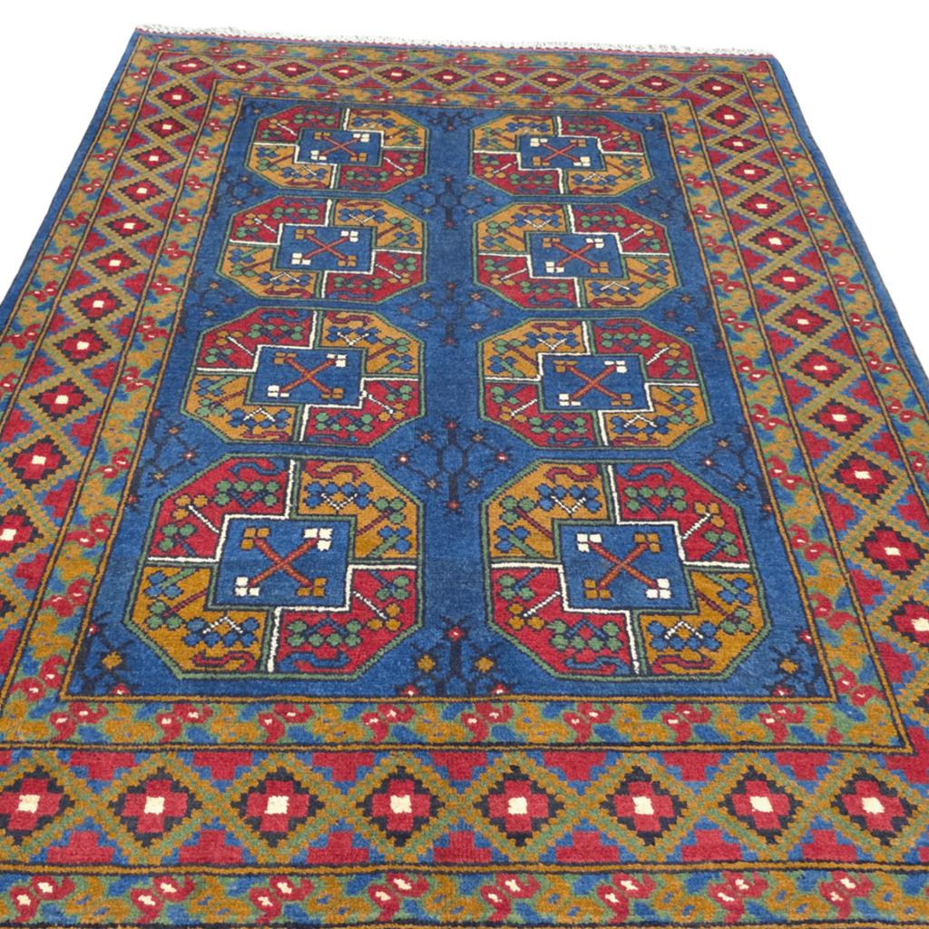 201 x 152 cm Hand-Woven Color Afghan Akche Wool Rug