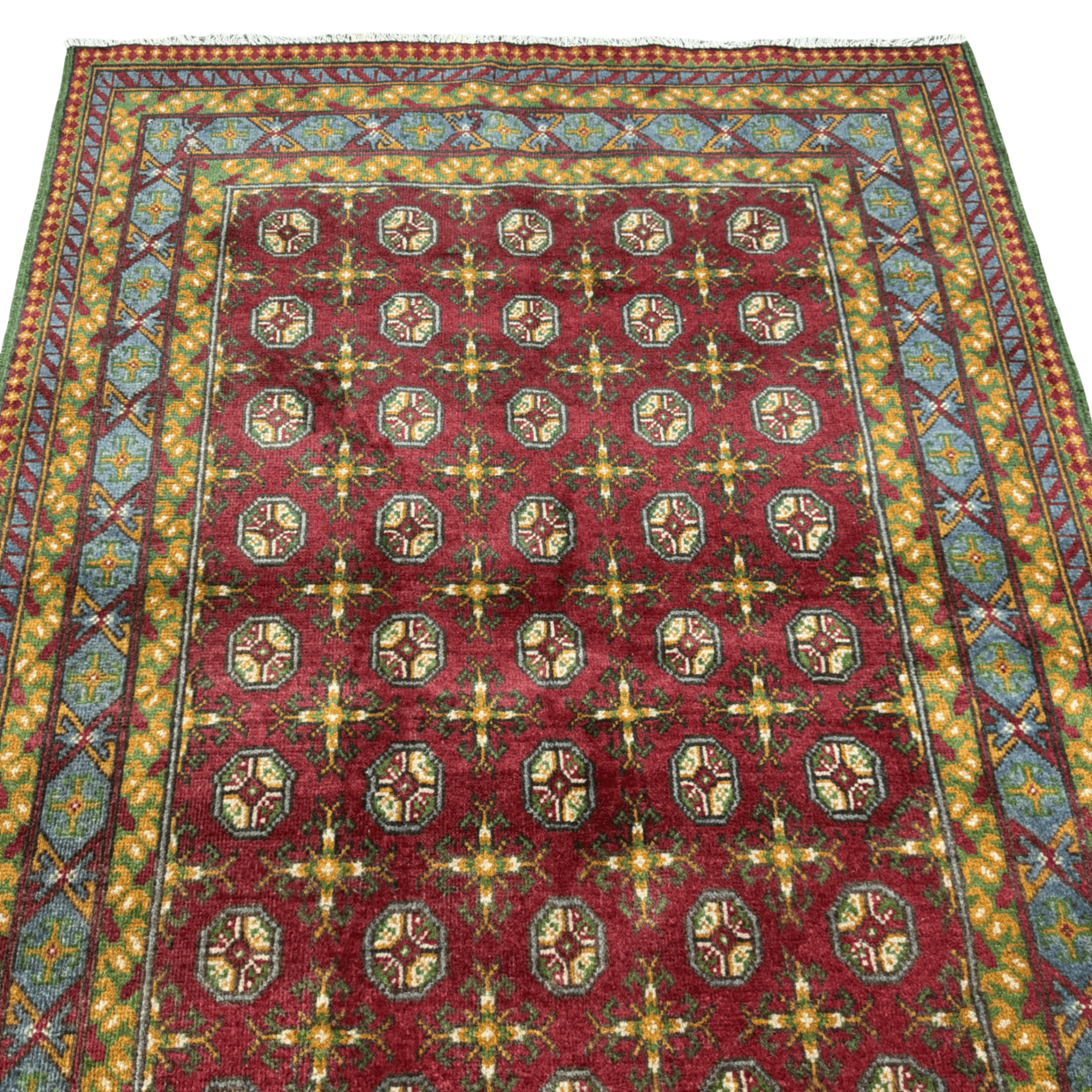 216 x 147 cm Hand-Knotted Afghan Akche Bokhara Rug