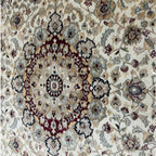 275 x 186 cm Hand-Knotted Vintage Persian Kashan Cream Wool Rug