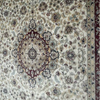 275 x 186 cm Hand-Knotted Vintage Persian Kashan Cream Wool Rug