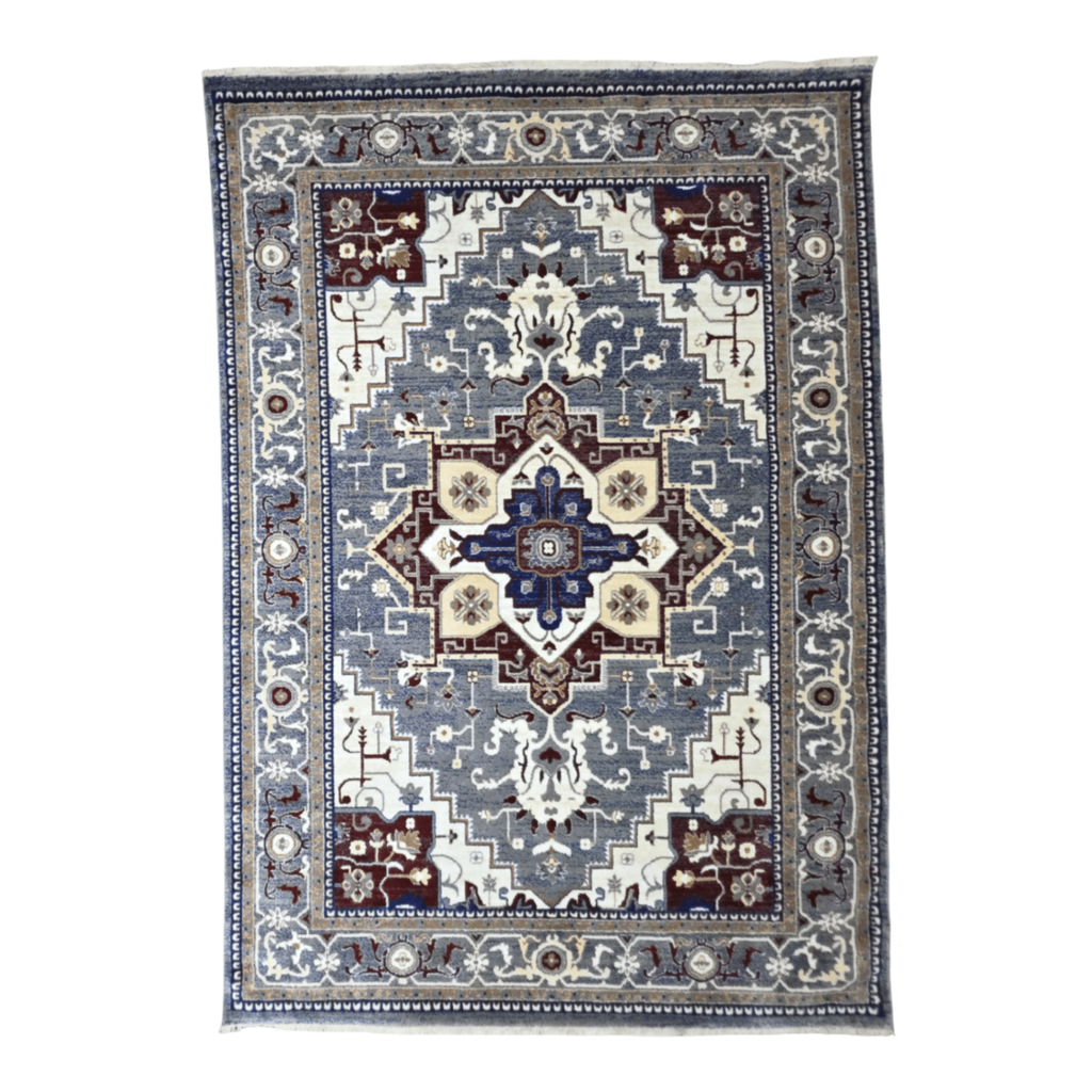 290 x 200 cm Classic Heriz Design Machine Made Rug in Grey & Maroon
