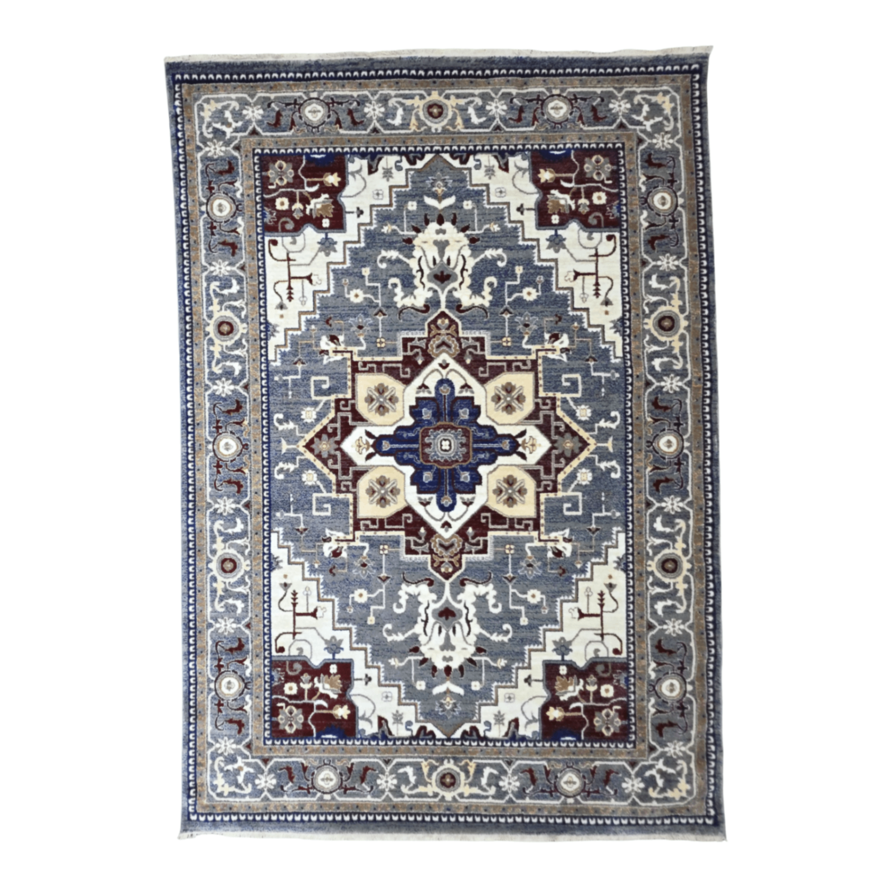 290 x 200 cm Classic Heriz Design Machine Made Rug in Grey & Maroon