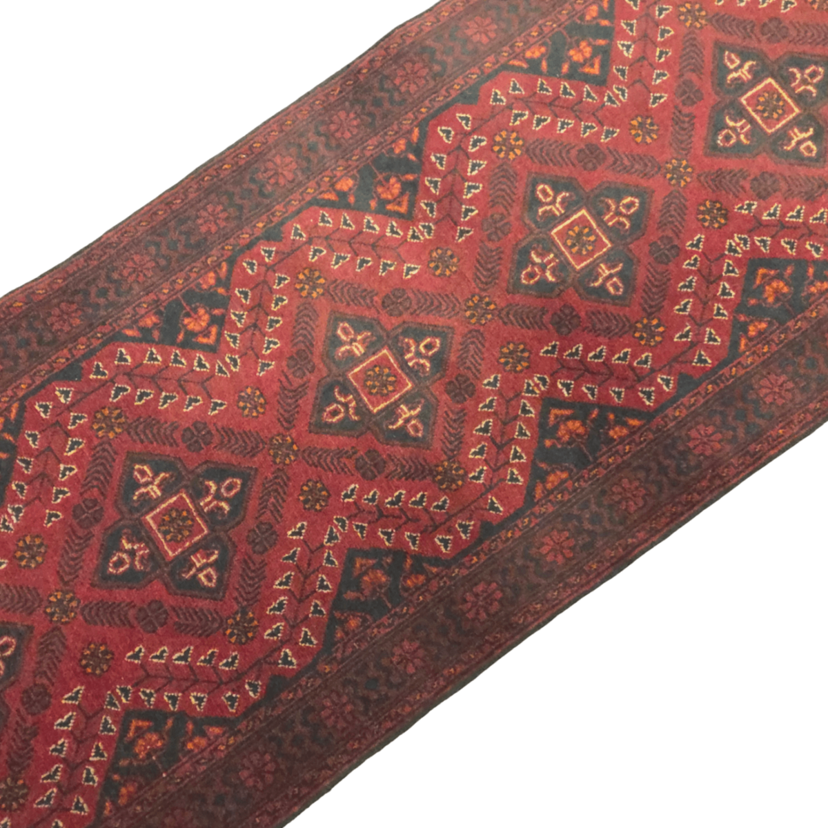 293 x 76 cm Hand Knotted Afghan Turkmen Wool Runner Rug