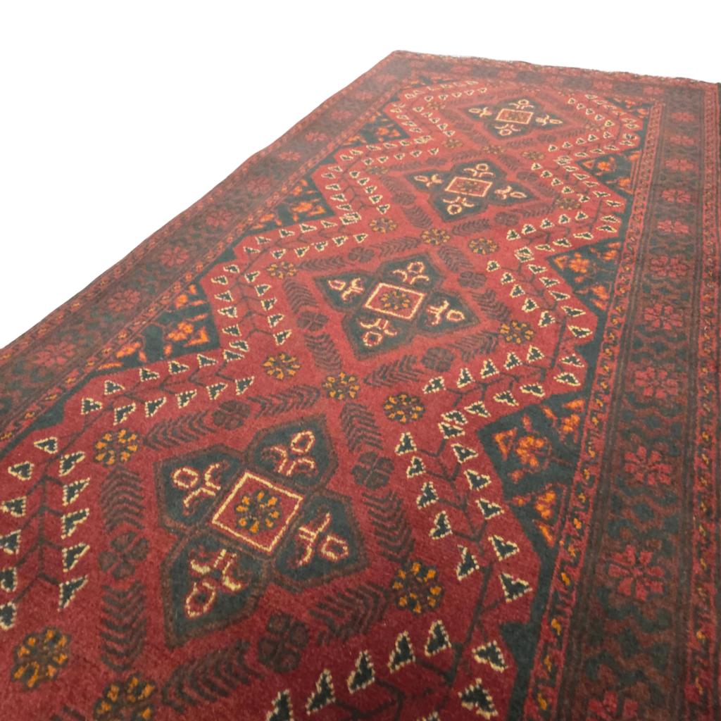 293 x 76 cm Hand Knotted Afghan Turkmen Wool Runner Rug